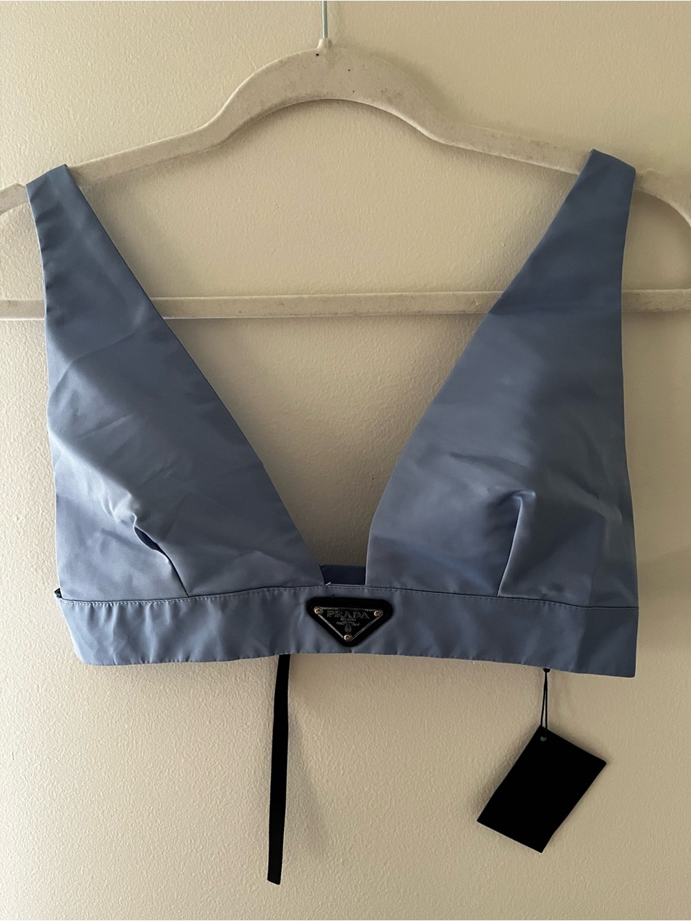 BNWT Prada Women's Light Blue Triangle Nylon Bralette